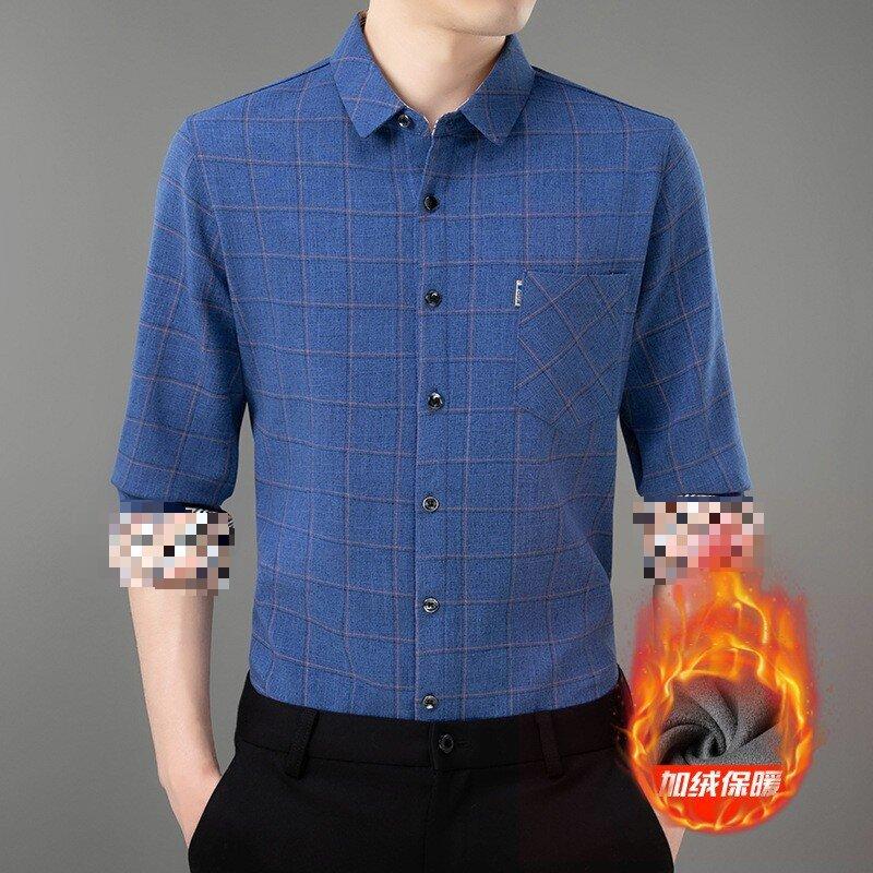 winter fleece thickened blouse men's long-sleeved plaid middle-aged and elderly men's loose casual dad warm underwear Application Scenario