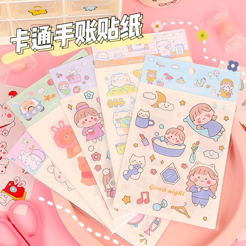 simple cartoon stickers japanese ins style sticker package hand account girl diy decorative sticker diary exercise book wall stickers
