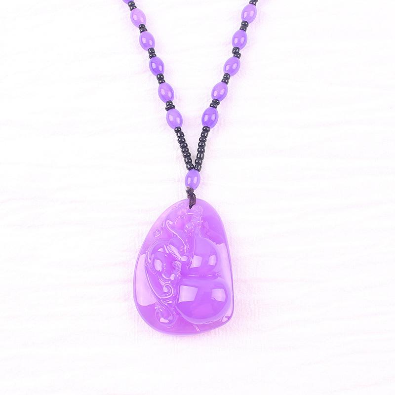 Violet Calabash Pendent Imitation Beeswax Purple Droplet Men's and Women's Necklaces Ethnic Style Meeting Sale Gift Sweater Chain