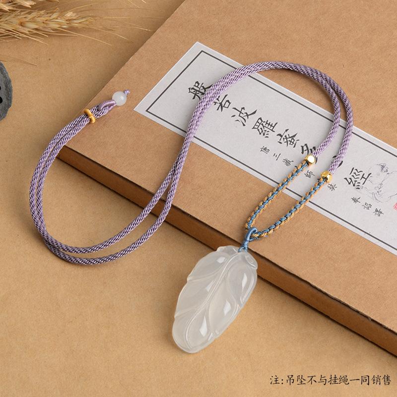 morandi color adjustable neck rope handwoven four-strand braided necklace rope beeswax emerald pendant rope wholesale Specification drawing