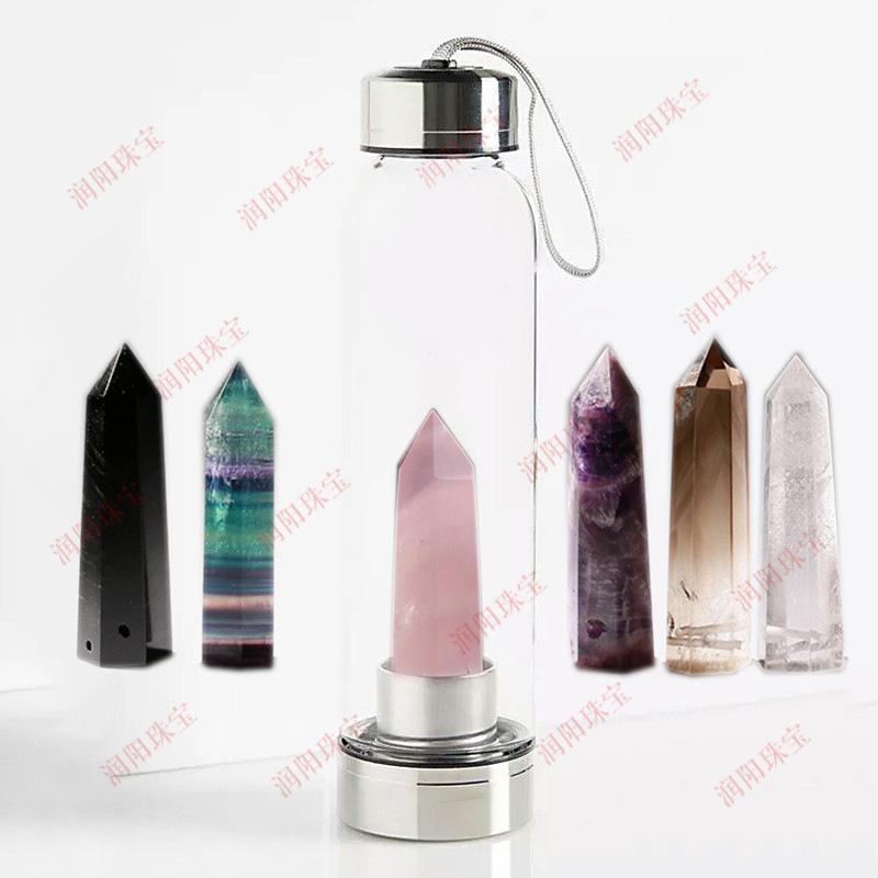 天然水晶六棱水晶柱玻璃水杯 水晶宝石水瓶水晶茶杯柱杯 工厂批发