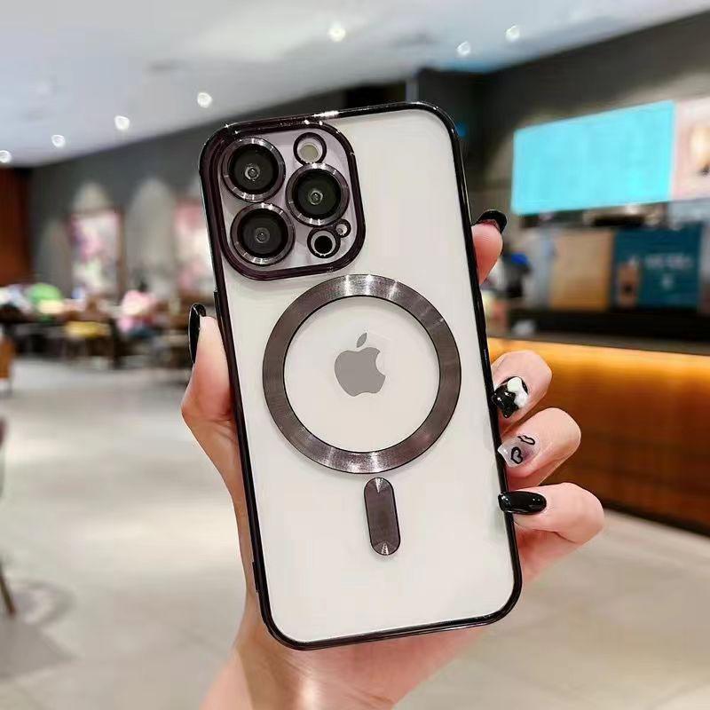 applicable to iphone 15 transparent electroplating magnetic suction iphone x all-inclusive soft case apple 11 comes with lens protector protective case Application Scenario