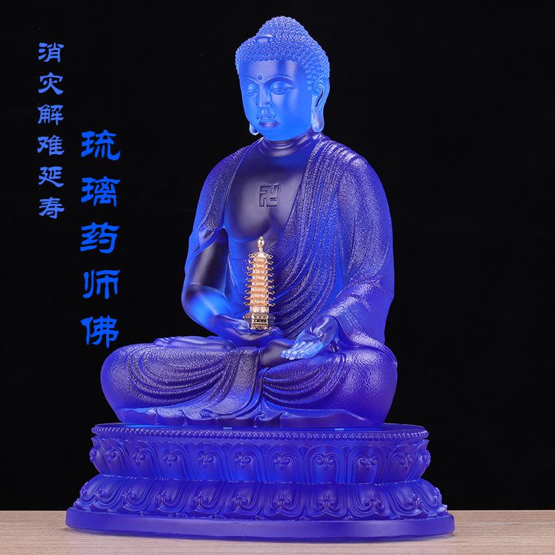 glaze bhaisajyaguru buddha statue pharmacist glazed light buddha gold painted home serving buddhist temple temple glass ornament