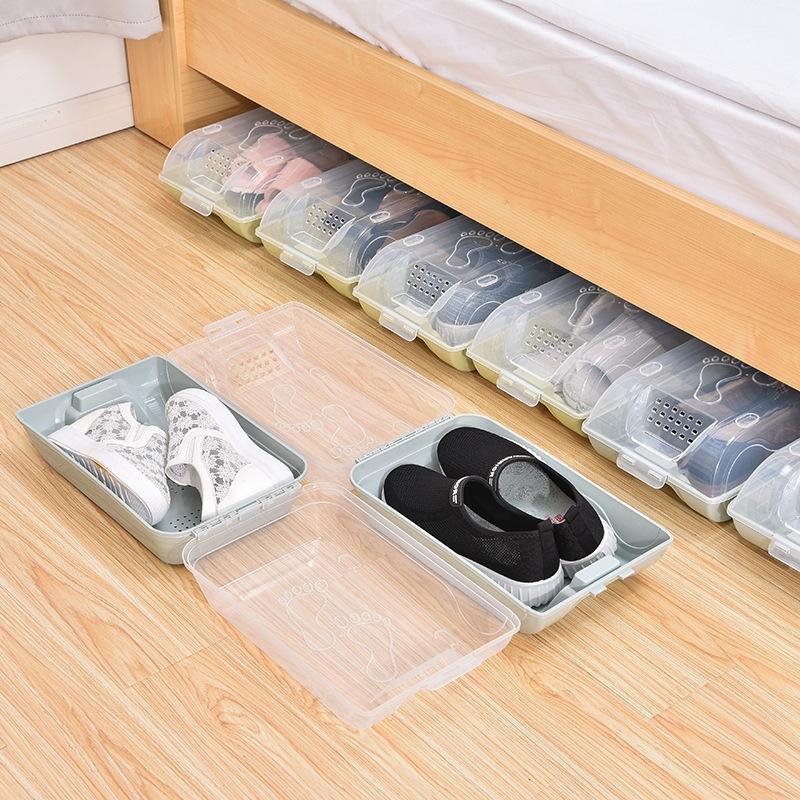 factory direct sales plastic transparent shoe box dustproof and breathable shoes finishing box stackable unisex shoes boots storage box