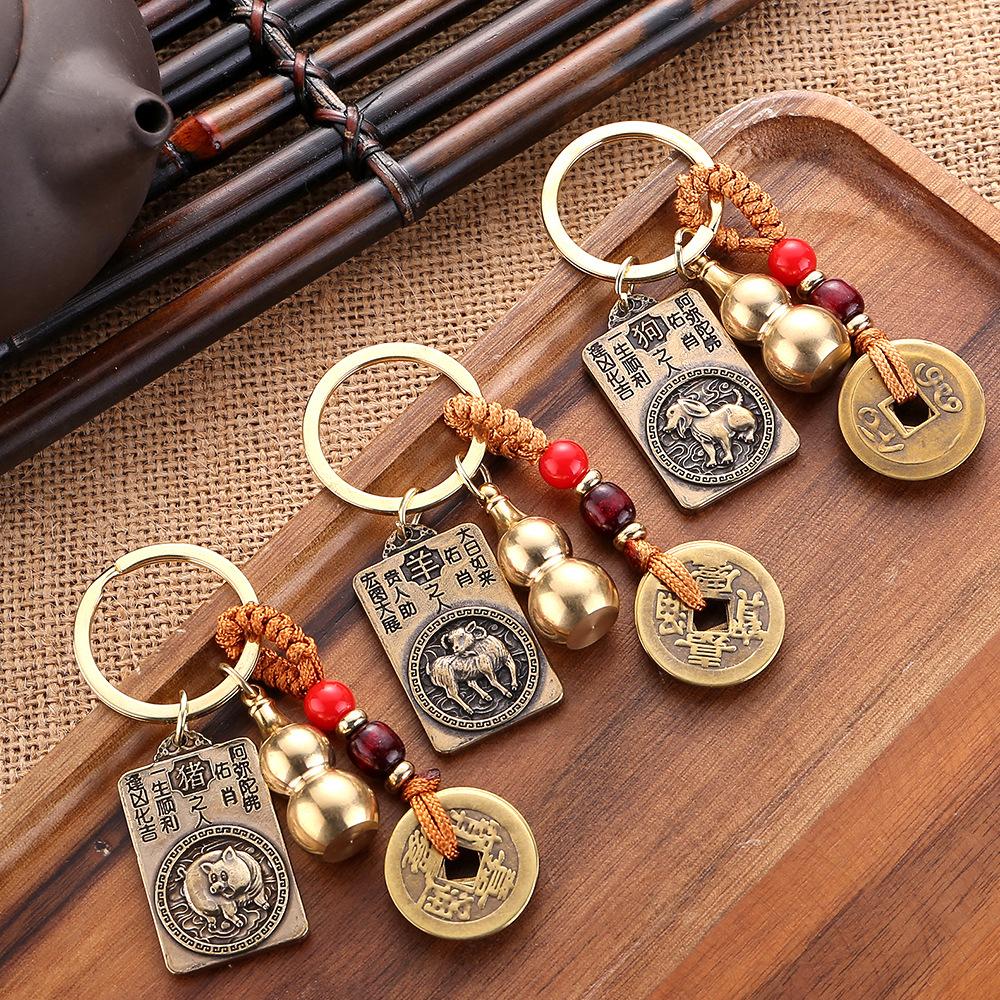 new keychain pendant 12 zodiac zodiac buddha pendant gourd send sand square buddha brand eight patron saint