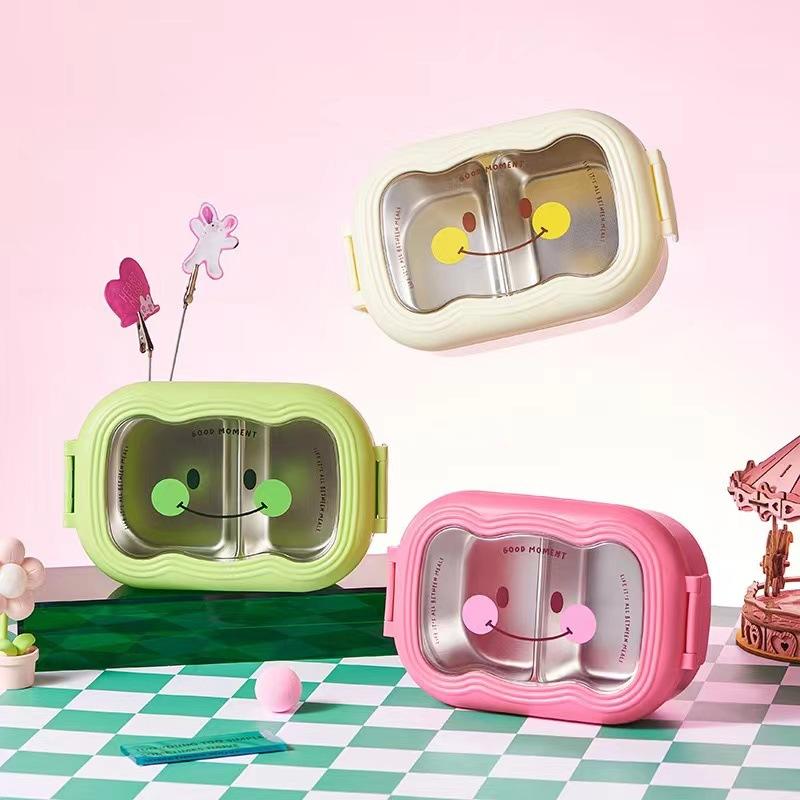 Internet Hot Student Lunch Box Stainless Steel Compartment Cartoon, Lunch Box Office Worker Lunch Box Crisper