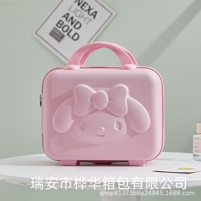 suitcase women's 14-inch cosmetic case small suitcase small size lightweight cute anime 3d rabbit suitcase with combination lock