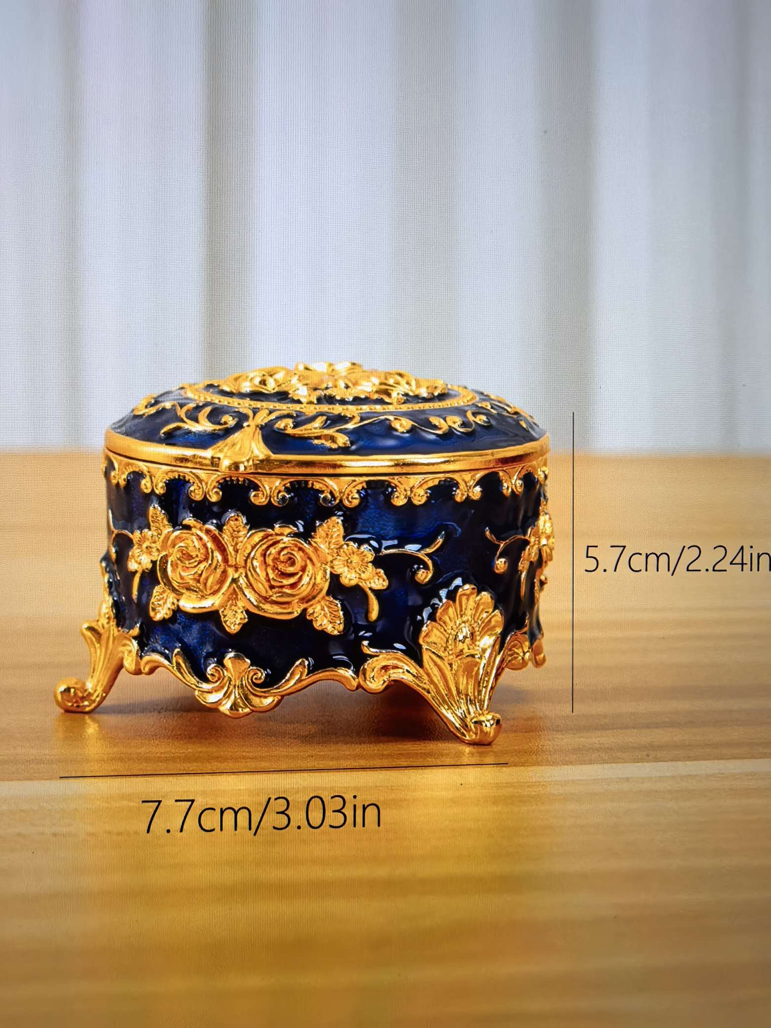 欧式玫瑰花珠宝盒轻奢创意珠宝彩色手工绘制首饰盒结婚装饰情人节戒指项链金属高档金属首饰盒详情图4