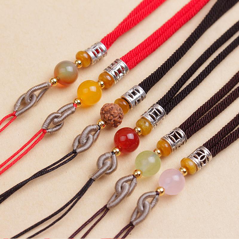 adjustable simple elegant beeswax gold pendant lanyard double pull ring bodhi jade pendant halter necklace rope wholesale full figure