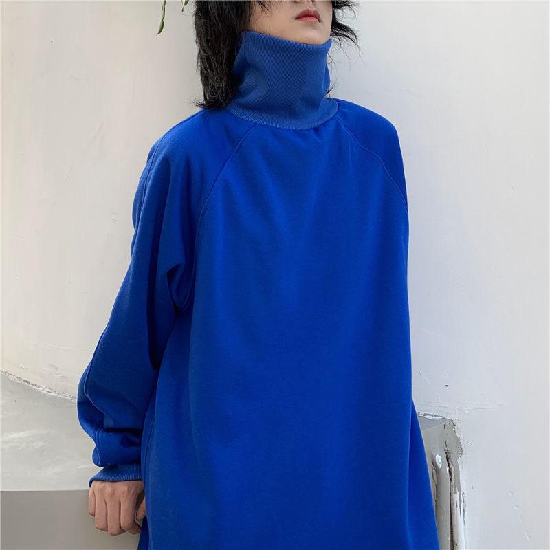 klein blue turtleneck bottoming shirt men's ins trendy autumn and winter thickened warm t-shirt men's loose casual inner wear blouse details Picture