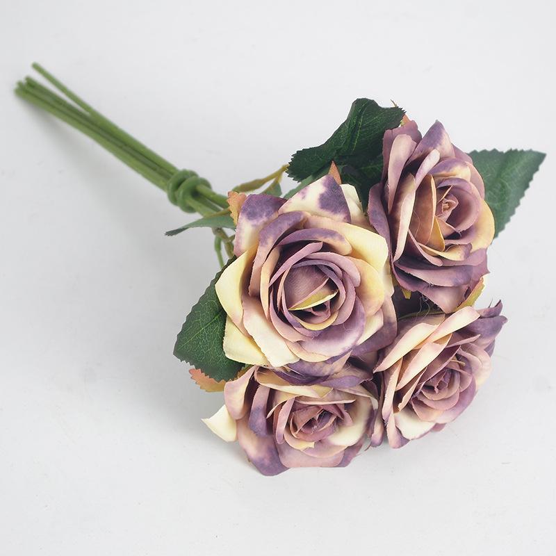Fake/Artificial Flower Artificial Plant Rose Home Ornamental Flower Wedding Hall Bridal Bouquet Austria 5 Heads Handwriting Roses