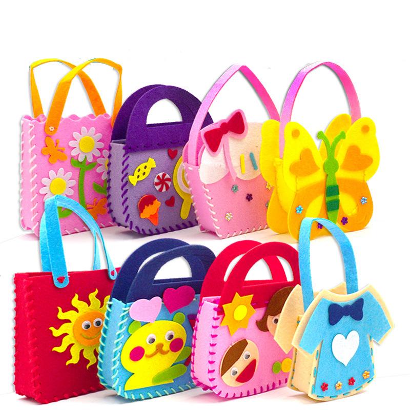 non-woven fabric bag non-woven fabric diy handmade bag cartoon three-dimensional paste making children's hand sewing bag