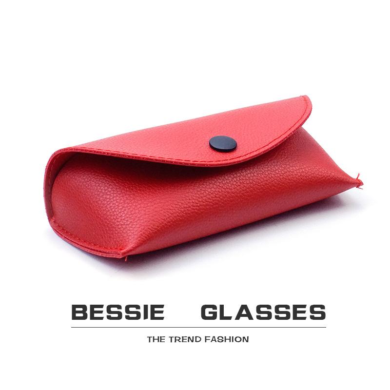 sun glasses smaller leather sheath soft lychee pattern polyurethane glasses case fashion snap button mirror case flip glasses case wholesale full figure