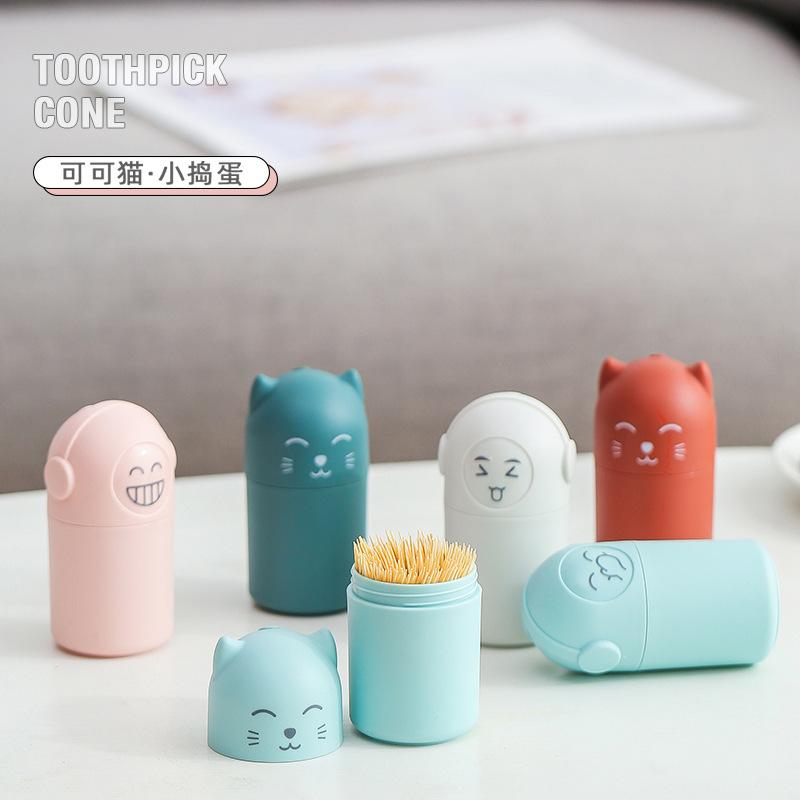 home creative cartoon toothpick bottle plastic toothpick box toothpick storage box toothpick holder cute toothpick tin 0415