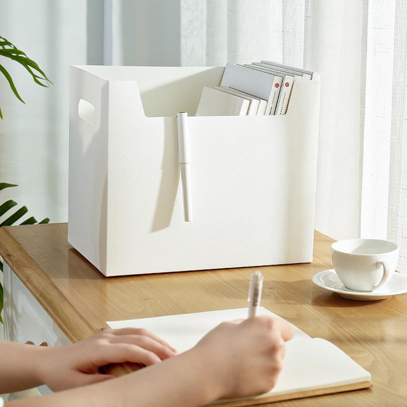 Desktop Storage Box Simple Office Books Finishing Box Pp Plastic Imitation Leather Multifunctional Stationery Sundries Storage Box Storage Box