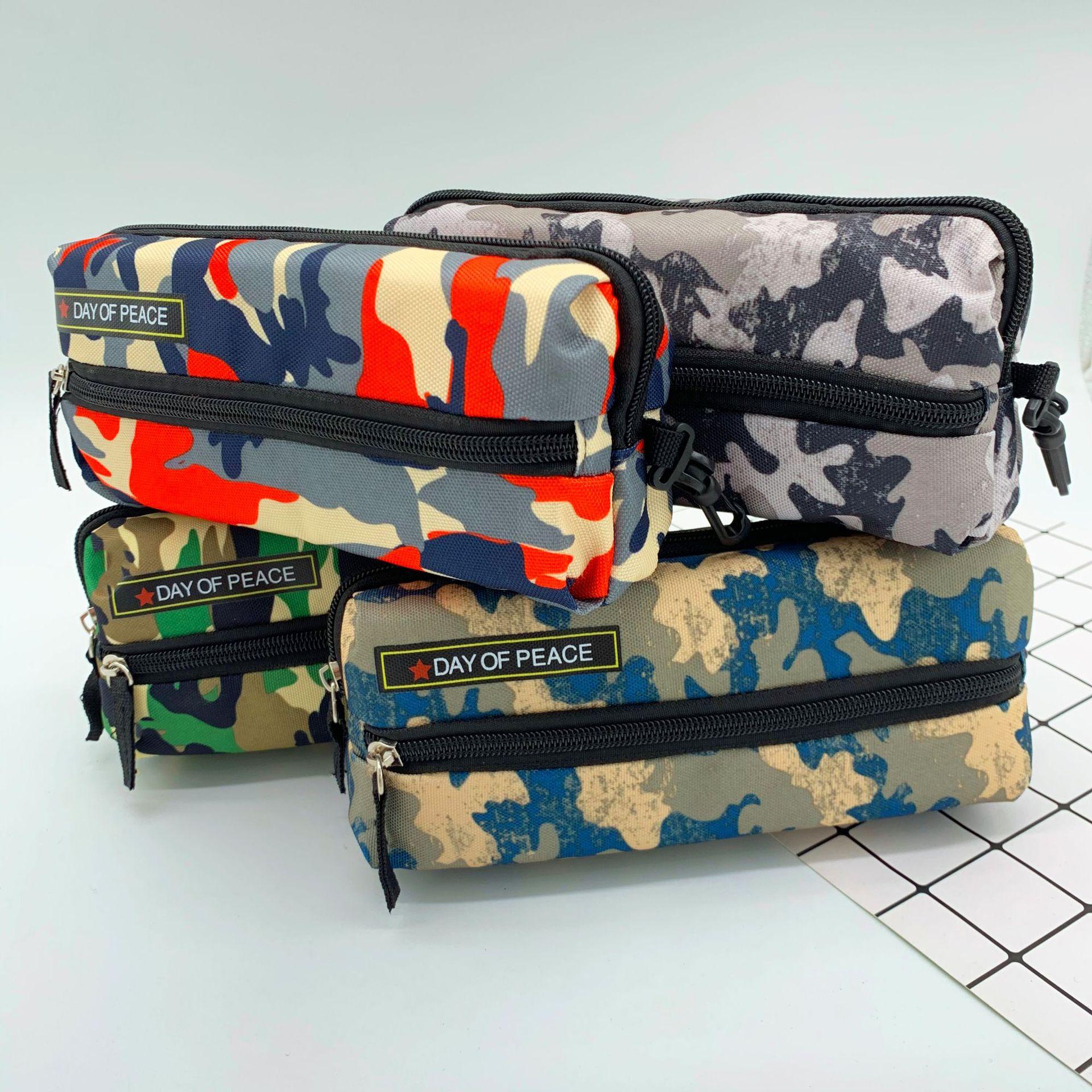 creative zipper camouflage pencil case casual large capacity storage stationery pack pencil stationery box pencil case custom logo