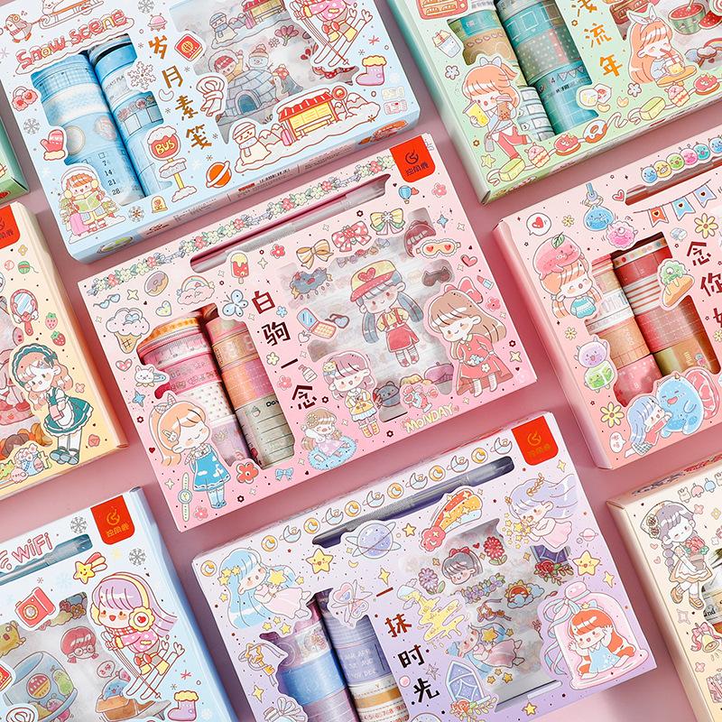 Creative Journal Stickers Set Student DIY Journal Stickers Book Decorative Stickers Set Cute Cartoon Stickers