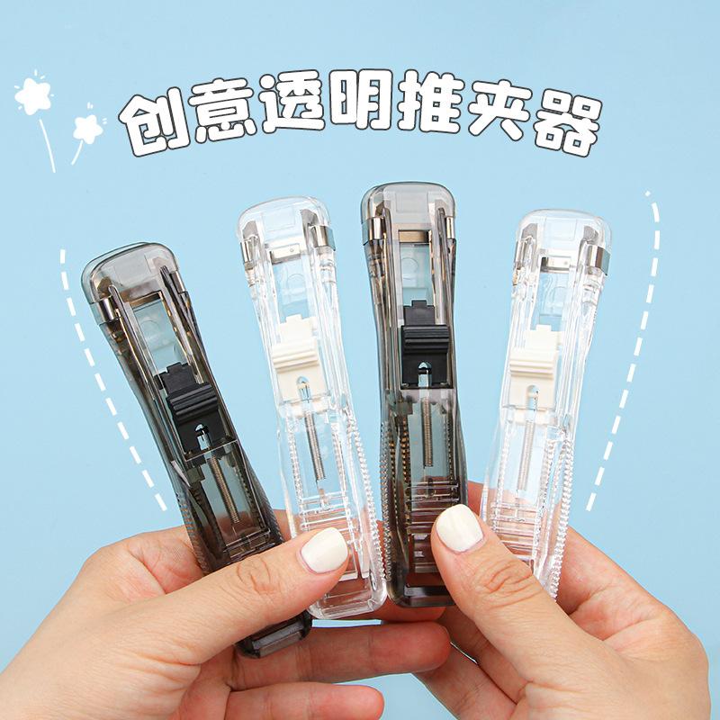 transparent stapler documents organize folders student test paper binder clip snack seal ticket holder stationery clip