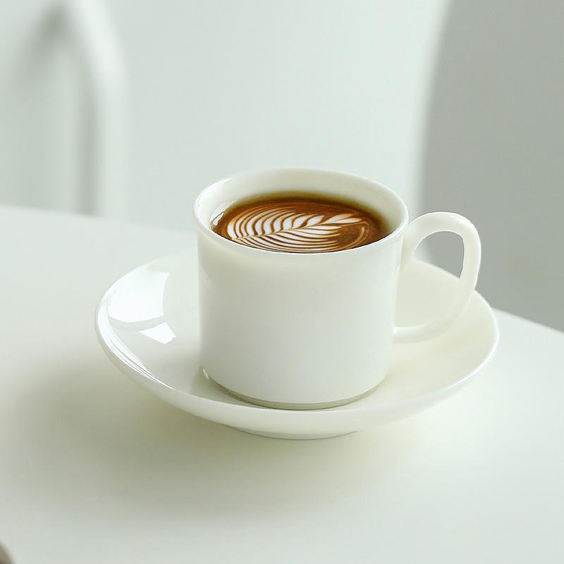 德化白瓷陶瓷咖啡杯牛奶燕麦早餐杯带碟马克杯子喝水杯办公室茶杯