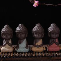 buddha maitreya statue high-end color sand pottery purplue sand tea pet wholesale car furnishings decoration decoration buddha ceramics