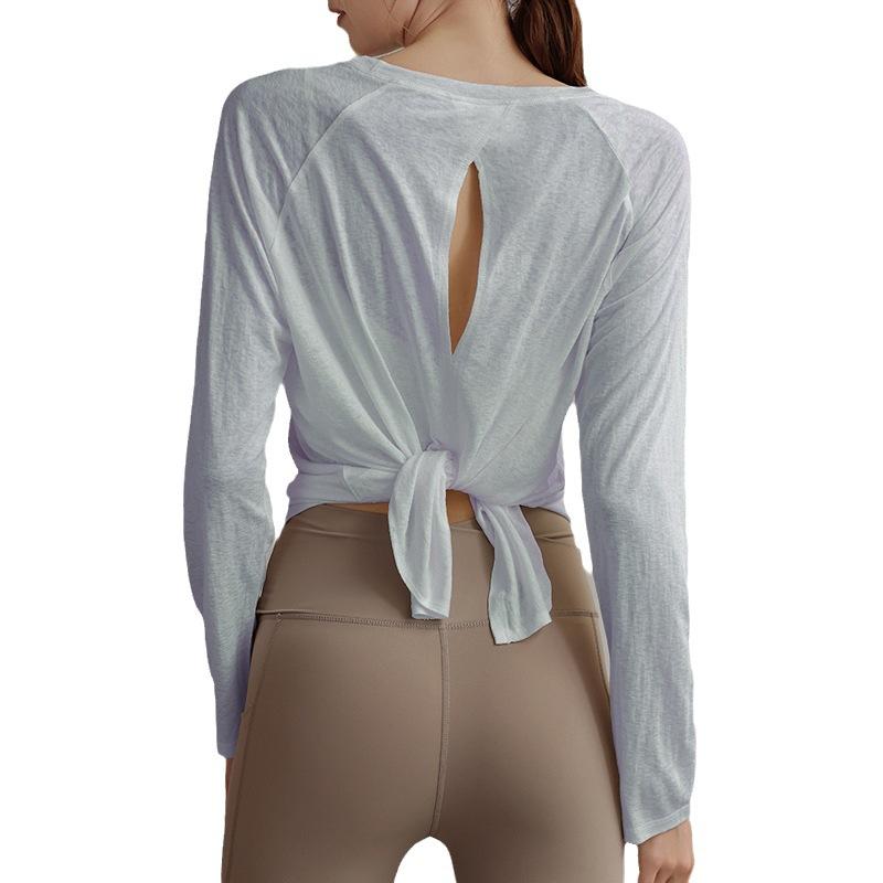 tencel snowflake yoga clothes t-shirt women's autumn loose slimming sports blouse pilates professional training workout long sleeve Item Picture