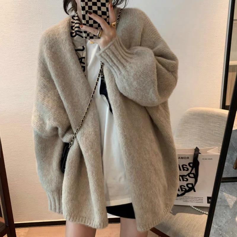 women's loose outer wear 2024 spring and autumn new solid color idle style western style gentle sweater cardigan sweater outer wear