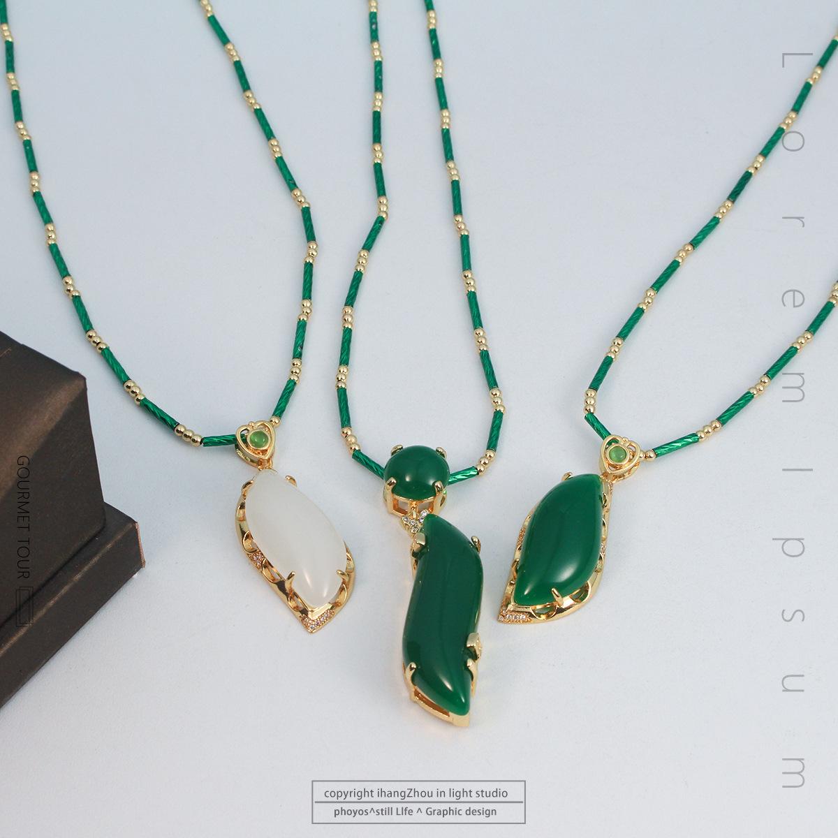 titanium steel necklace imitation jade beauty waist necklace new chinese style bamboo festival hot selling accessories ancient style necklace female all-match wholesale Specification drawing