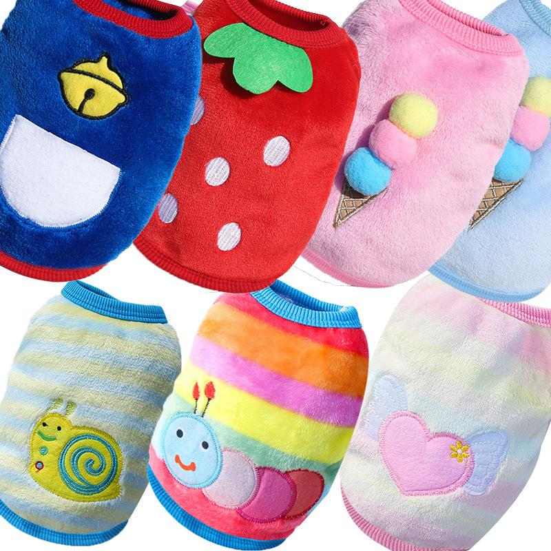 Factory Direct Sales Cartoon Flannel Warm Cup Puppy Small Milk Blocks Dog Cat Teddy Clothes Vest Pet Supplies