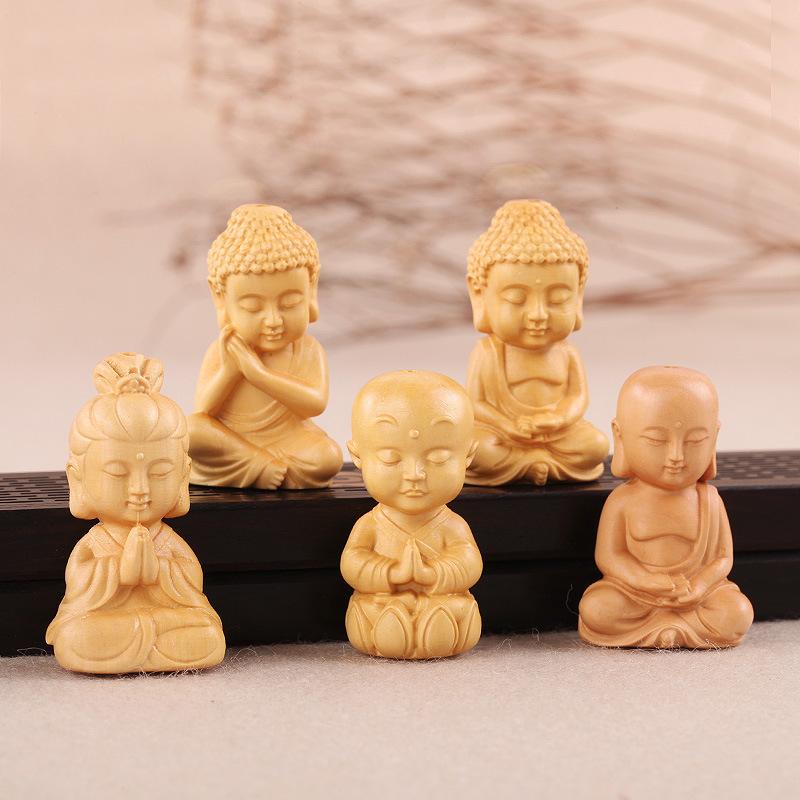 factory wholesale boxwood carving guanyin baby buddha car hanging decorations keychain accessory crafts gift accessories