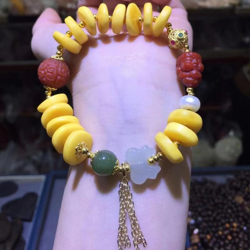 Factory Wholesale Amber Beeswax Necklace Pendant Ethnic Sweater Chain DIY Agate Lapis Lazuli Necklace Accessory details Picture