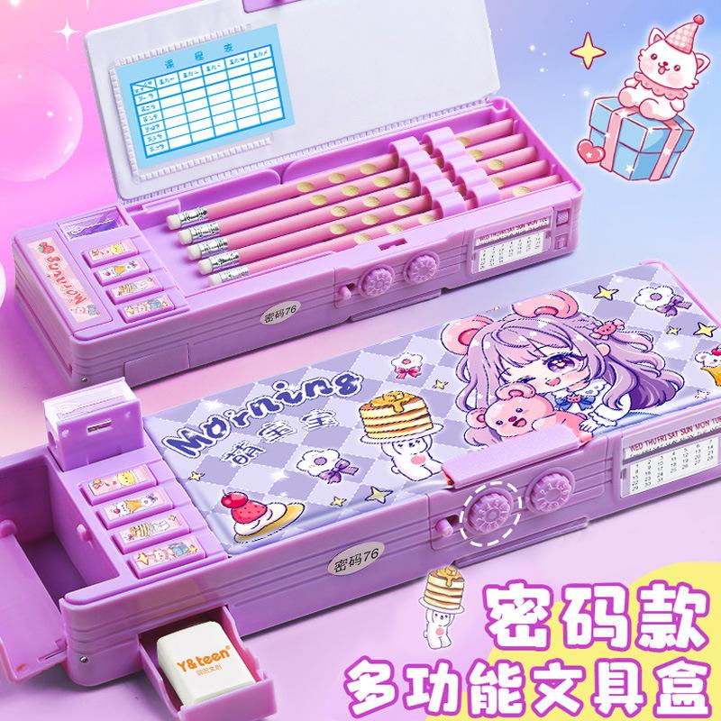 genuine transformer multifunctional password lock stationery box wholesale elementary school pencil case school supplies pencil box