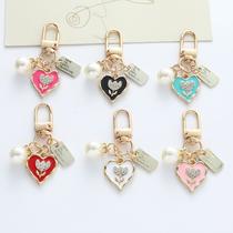 INS Love Heart Flowers Keychain Pendant AirPods Bluetooth Earphone Cover Keychain Couple Bags Decorative Gift