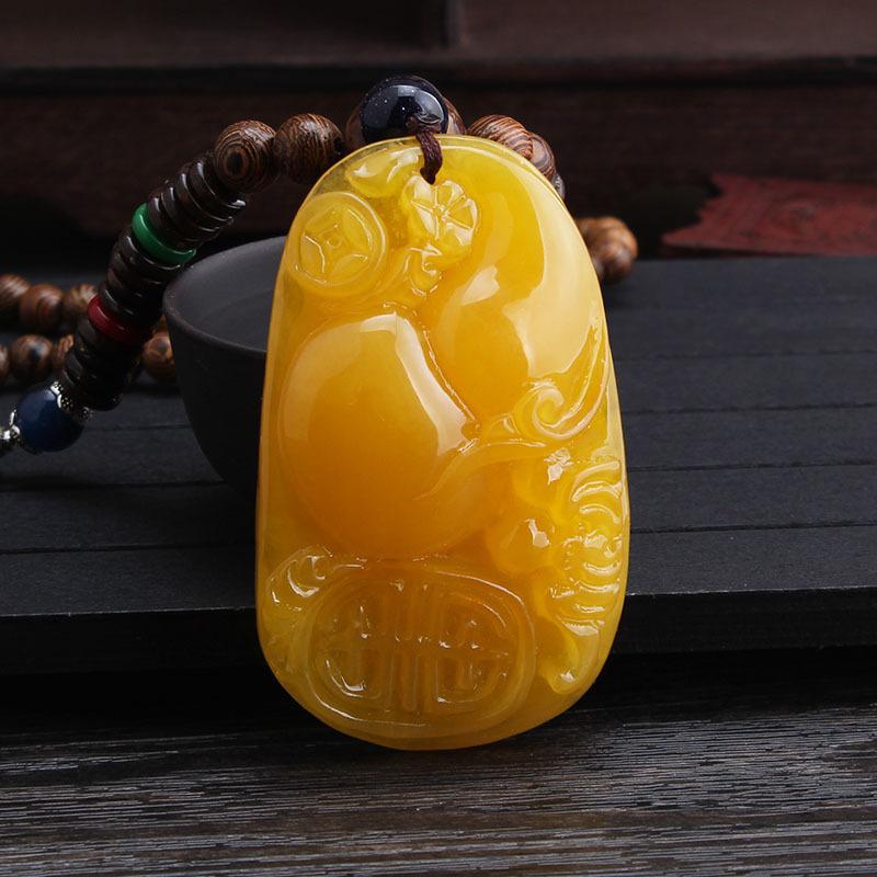 imitation beeswax pendant sweater chain ethnic style long necklace for women wooden bead vintage accessories all-match travel sweater pendant full figure