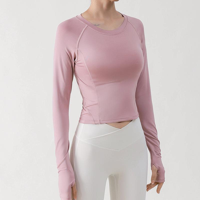 wuxi yuyi autumn and winter long-sleeved blouse sportswear mesh slim fit patchwork fitness breathable top european and american yoga clothes full figure