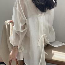 chinese style back tencel women's summer sun protection shirt women's loose lapels design blouse high-grade coat