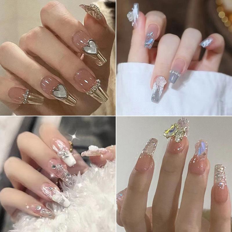 wear finished nail beauty nail tip handmade eye red wear armor french nail patch fake nails ins style