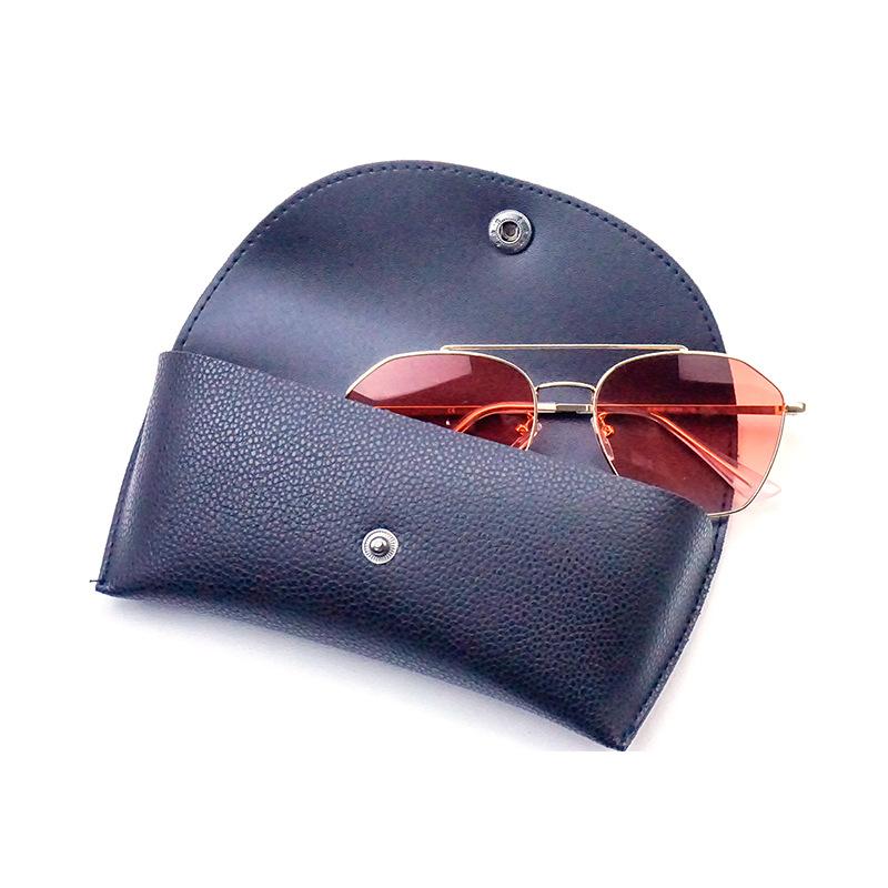 sun glasses smaller leather sheath soft lychee pattern polyurethane glasses case fashion snap button mirror case flip glasses case wholesale details Picture