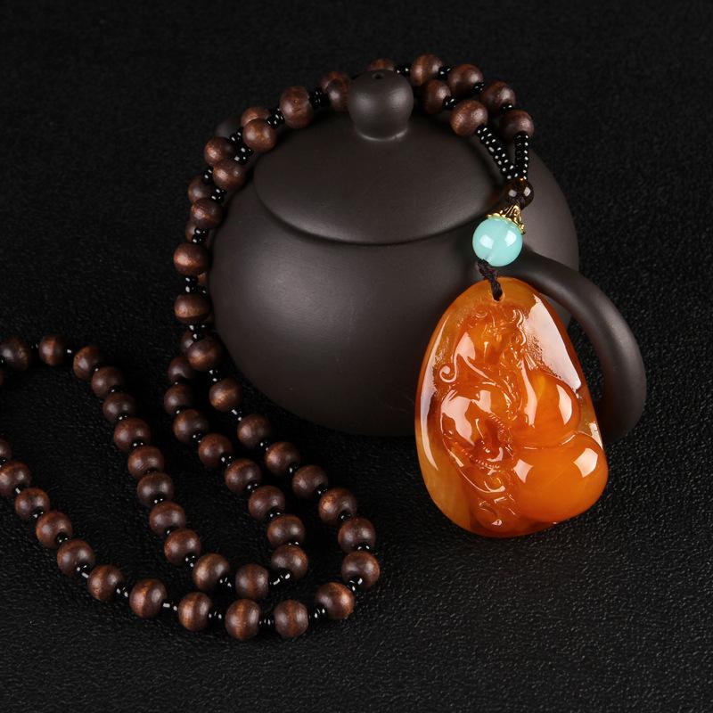 New Resin Imitation Yellow Chicken Grease Old Beeswax Sweater Chain Amber Rose Clothing Accessories Long Necklace Live Broadcast Supply Wholesale Application Scenario