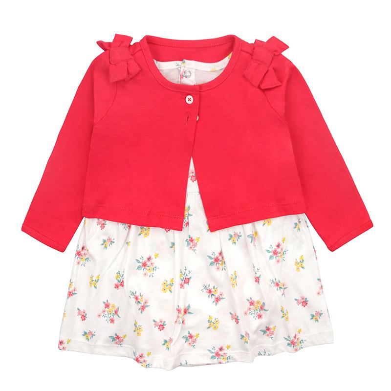 children's clothing cross-border wholesale 2023 cotton long-sleeved cardigan suit infant baby's gown girls' summer clothes children's clothes