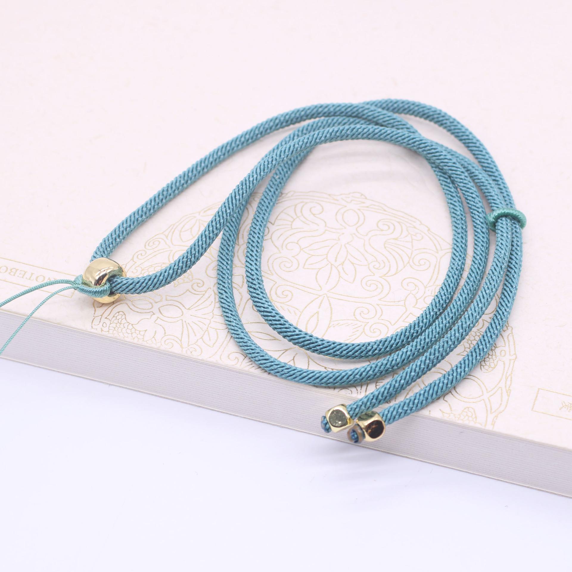 semi-finished products hand-woven diy necklace rope clavicle chain sweater chain beeswax amber jade pendant neck rope lanyard details Picture