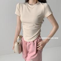 dopamine wear round neck short sleeve t-shirt women's short slim fit summer inner wear blouse outer wear hot girl bottoming shirt fashion