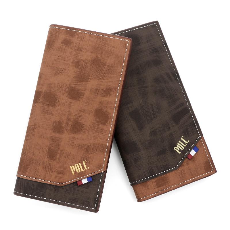 韩版新款男士长款钱包时尚软拼接面皮夹手拿包大容量多卡位证件包