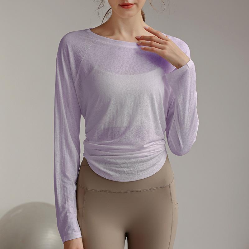 tencel snowflake yoga clothes t-shirt women's autumn loose slimming sports blouse pilates professional training workout long sleeve Application Scenario