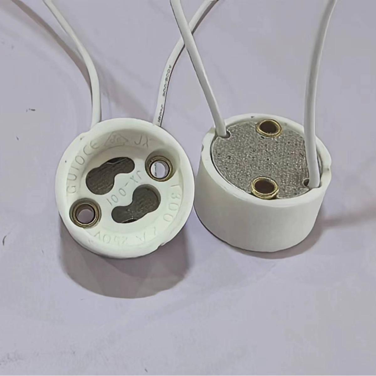 wholesale gu10 ceramic spotlight light cup lamp holder bulb holder with silicone iron led lighting diy accessories