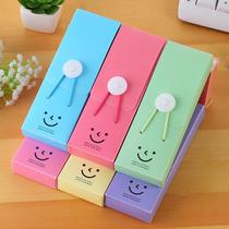 children's pencil case korean style elastic band stationery pencil case creative candy color stationery box smile locking buckle stationery pencil case