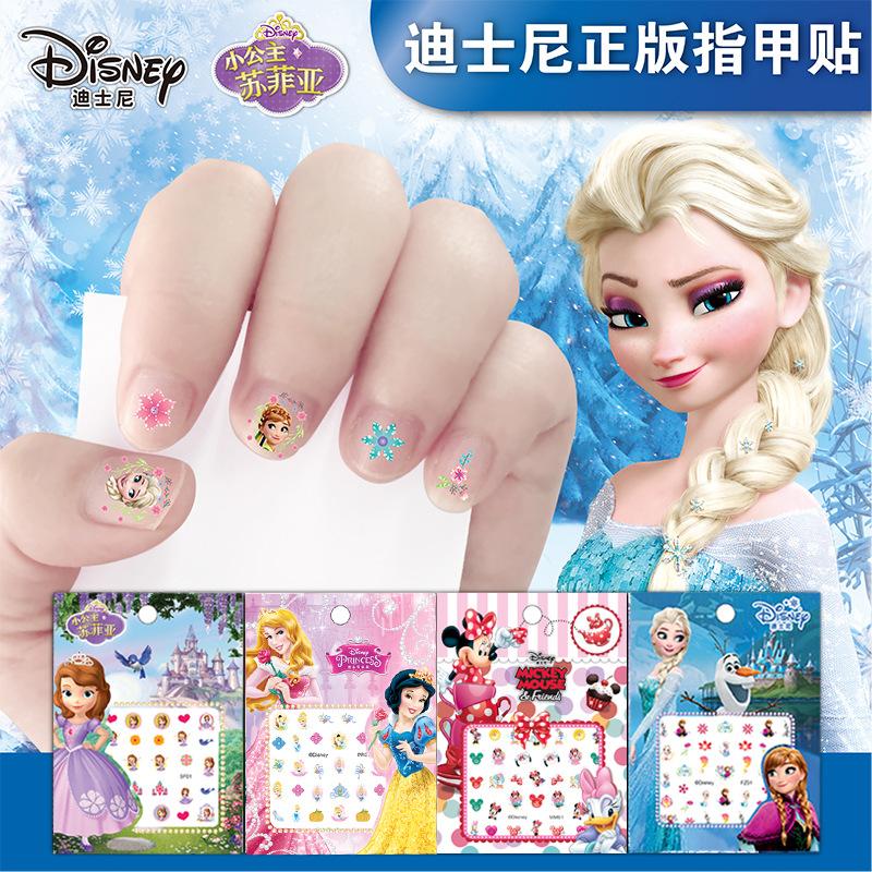 genuine 3d princess frozen cartoon nail stickers children stickers girl cute luminous nail beauty applique full figure