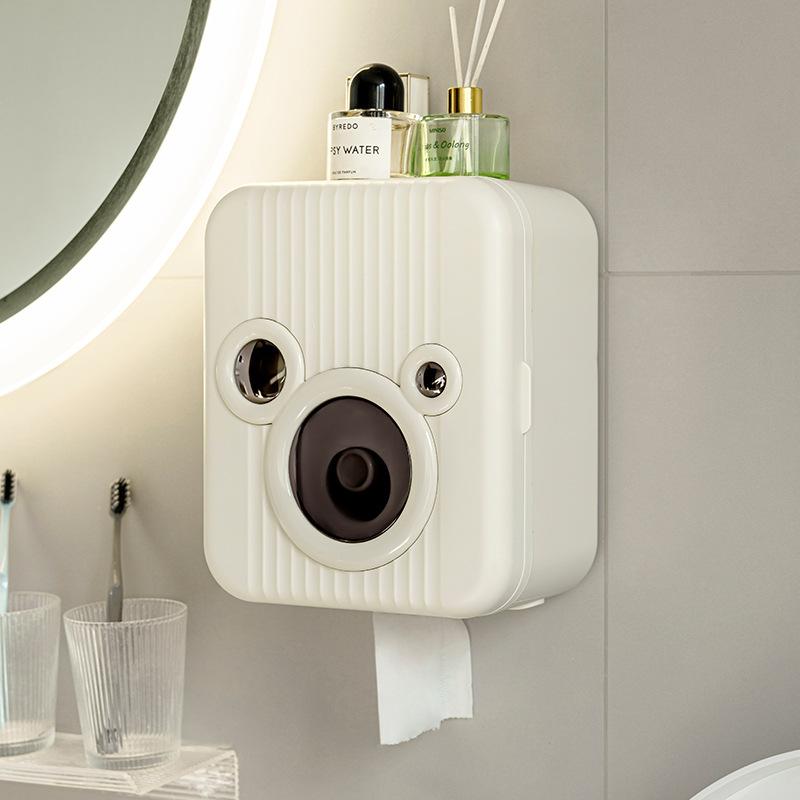 wall-mounted tissue box toilet toilet toilet paper holder toilet tissue box transparent storage rack cute paper extraction box