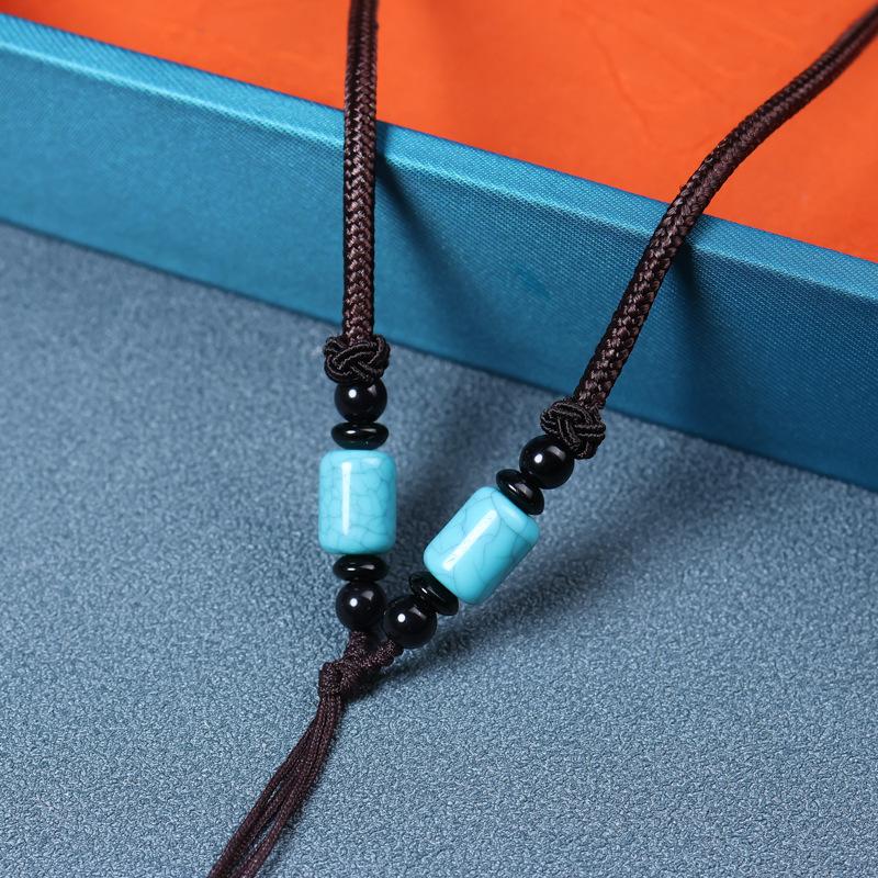 pendant rope necklace rope pendant rope beeswax pendant necklace rope crystal amber emerald jade pendant lanyard wholesale Specification drawing