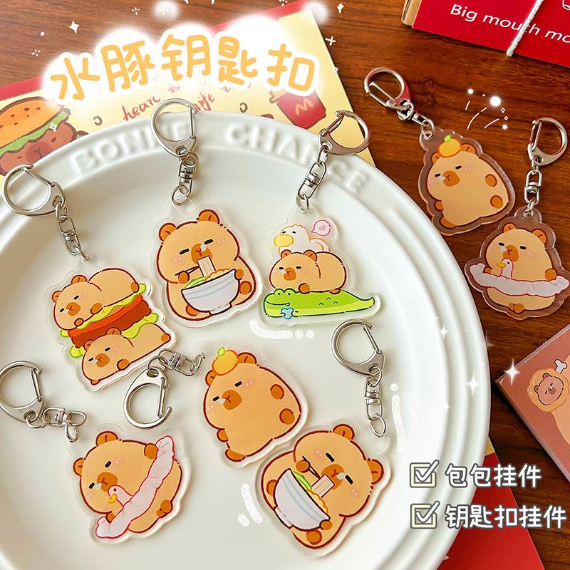 capabala keychain cute capybara acrylic pendant student bag pencil case decoration accessories small gift full figure