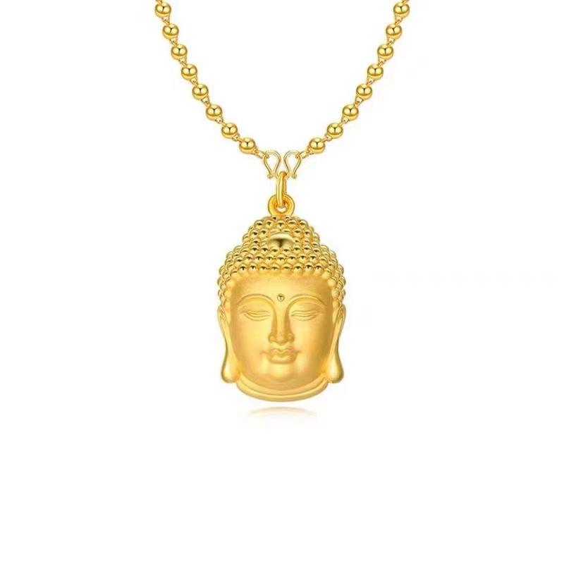 brass gold-plated tathagata buddha head pendant vietnam placer gold pendant tathagata buddha buddha avatar men and women pendant item